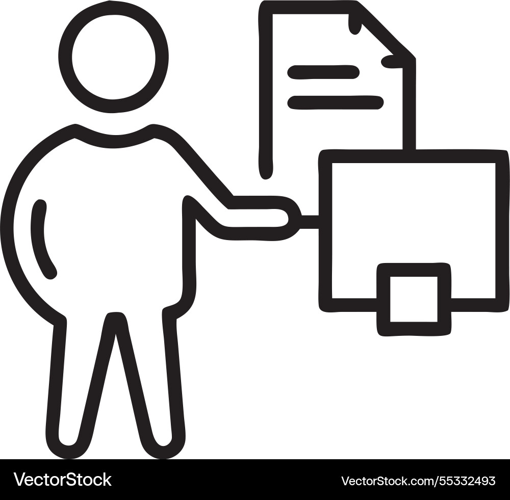 Businessman using computer to document management vector image