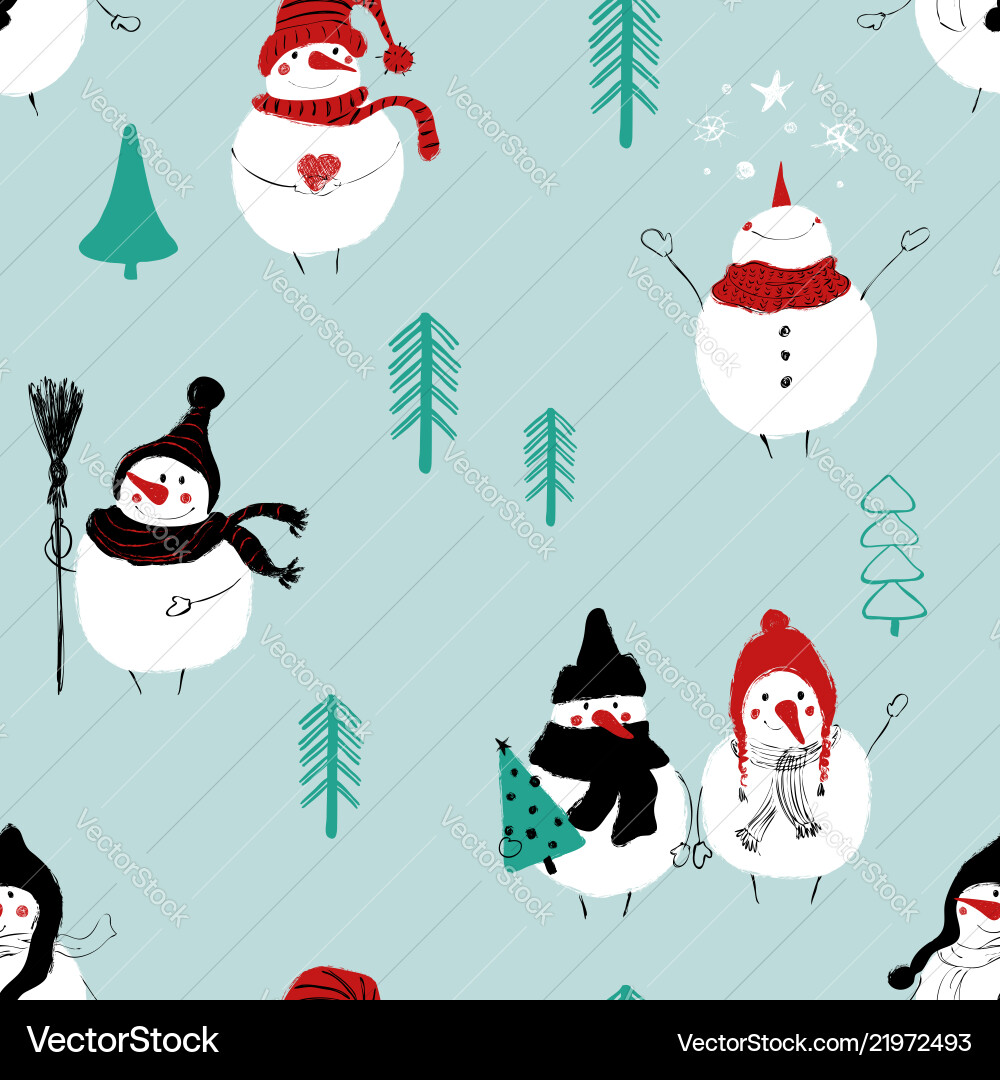 Christmas Snowman Pattern - Festive & Fun Vector Image