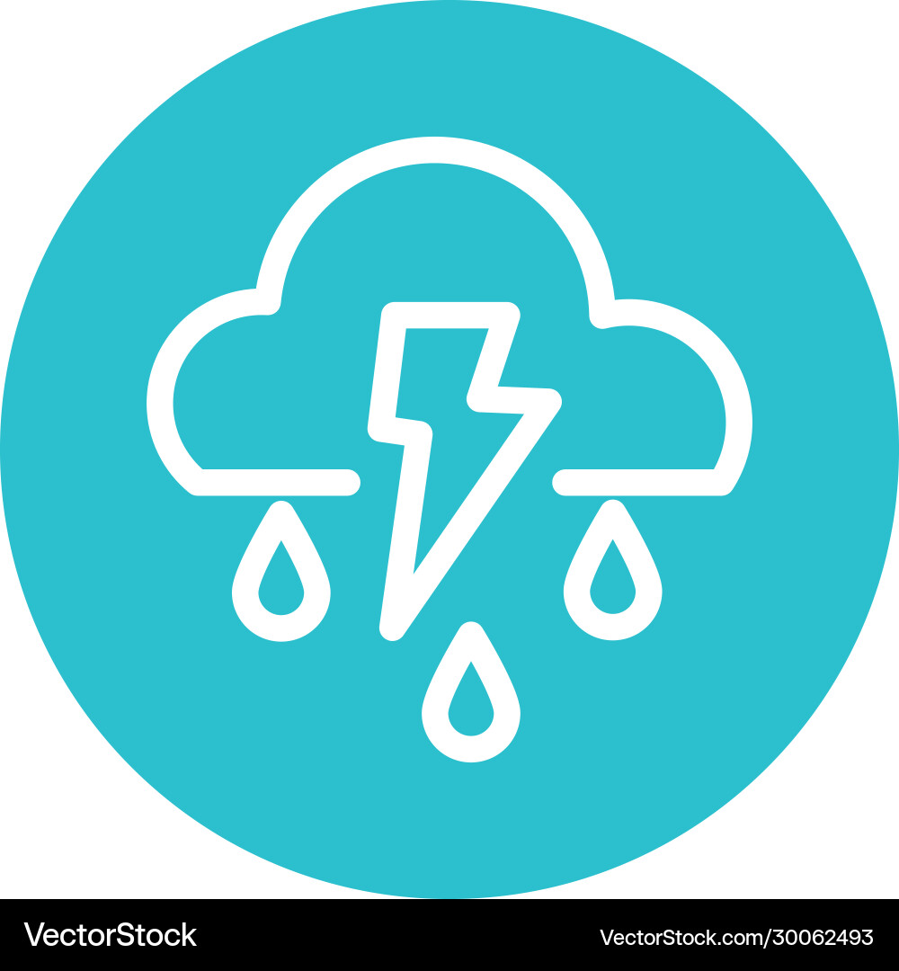 Cloud with thunder and rain block flat style Vector Image