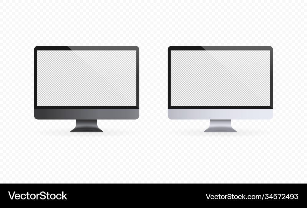 Computer display icon realistic monitor Computer display icon realistic monitor vector image
