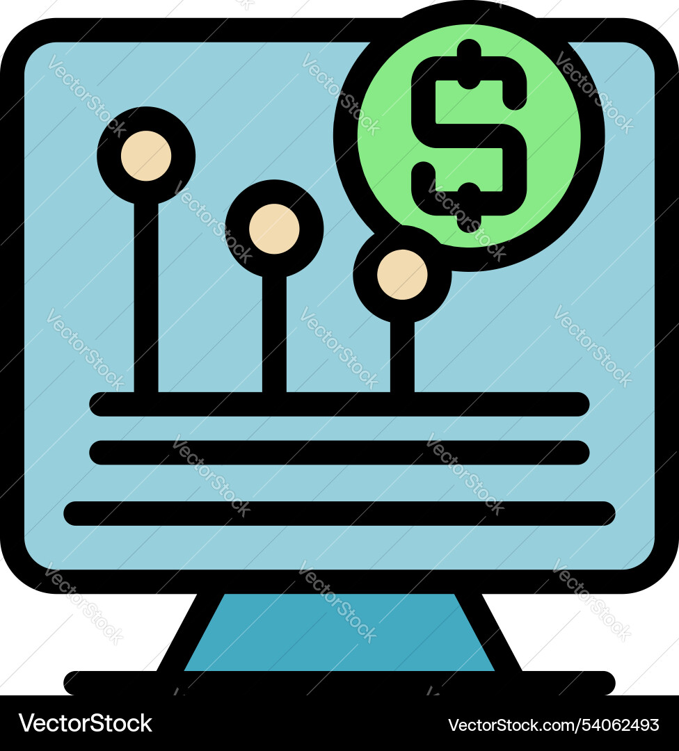 Computer showing financial trading graph vector image