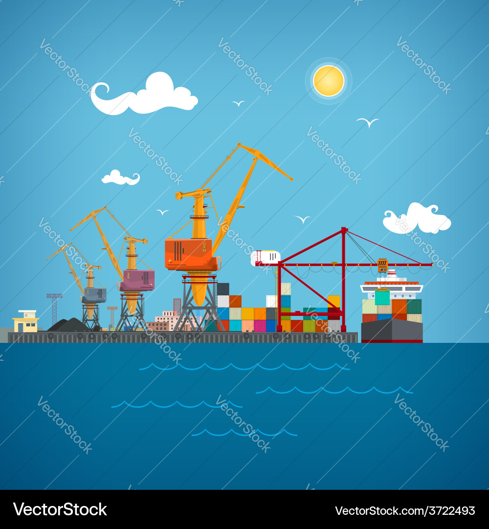 Container Port Loading vector image