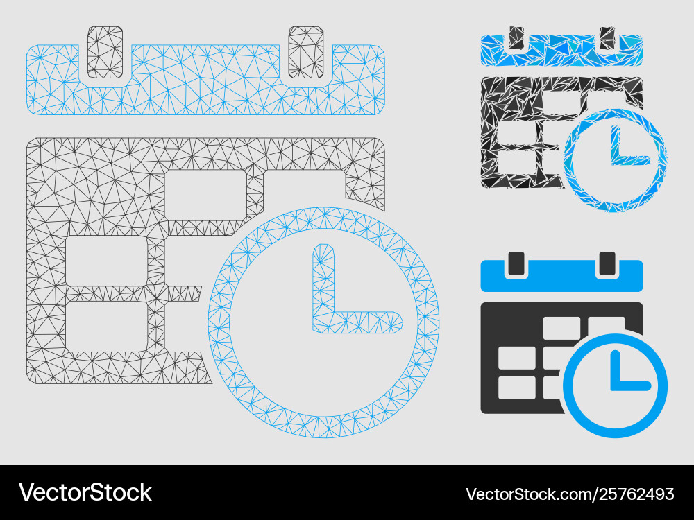Date and time mesh wire frame model Date and time mesh wire frame model vector image