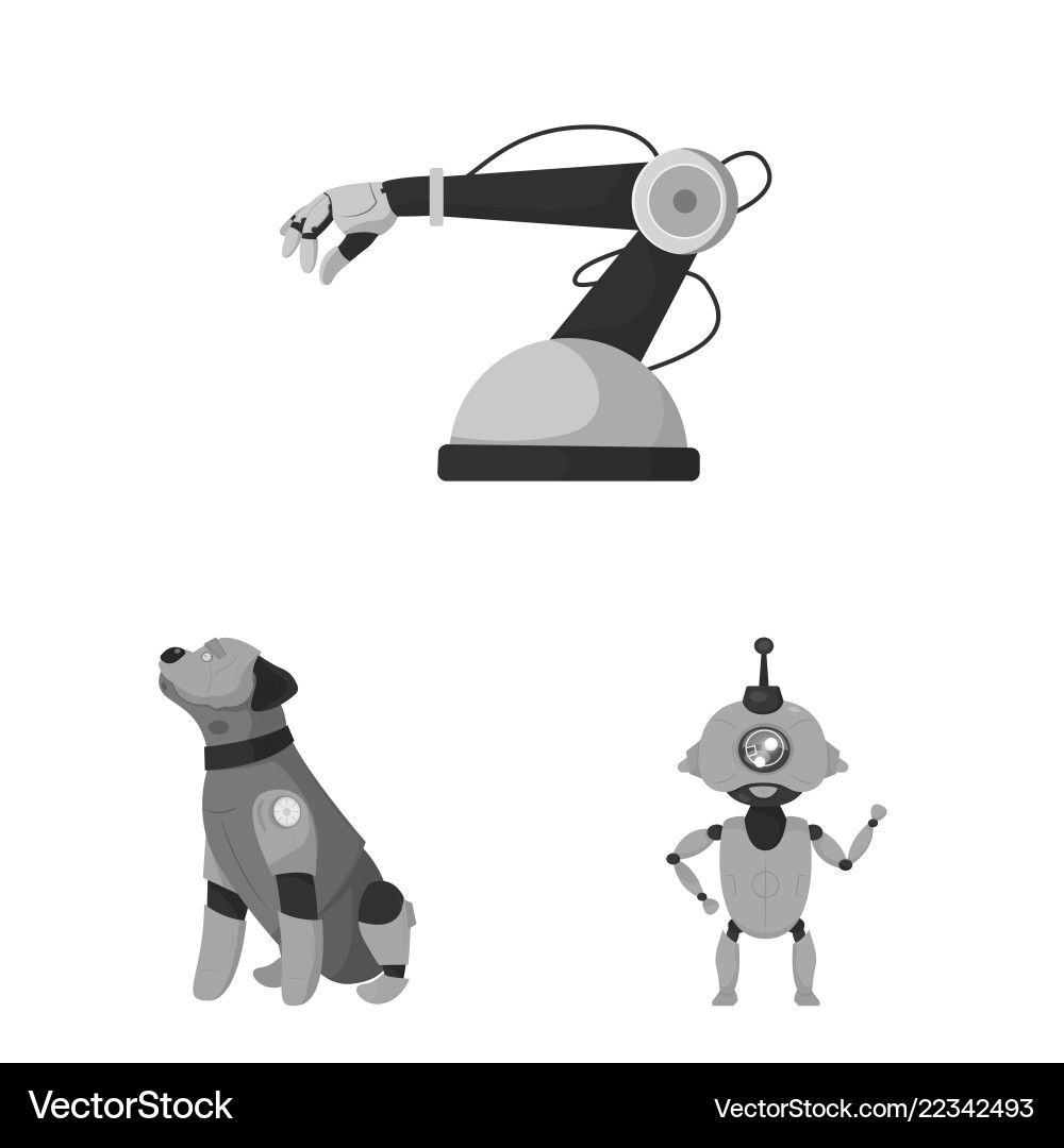 Design of robot and factory logo set Design of robot and factory logo set vector image