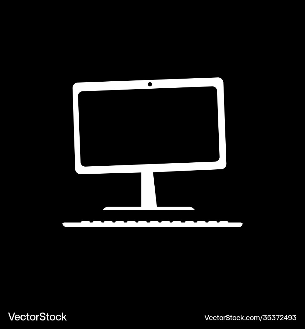Desktop computer black and white 2d flat Vector Image
