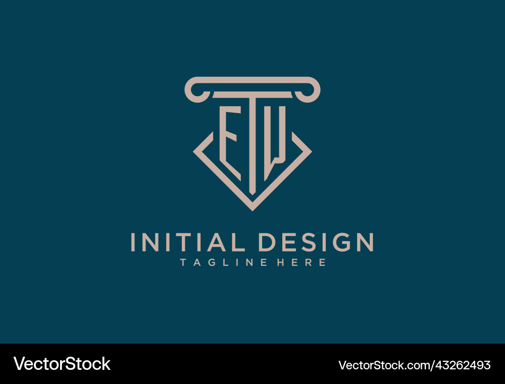Ew initial with pillar icon design clean Vector Image