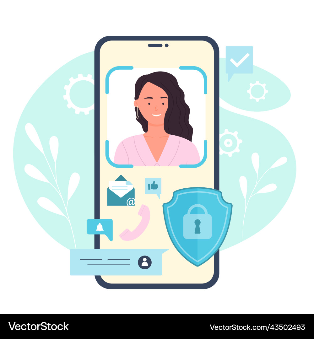 Face id recognition verification with ai system vector image