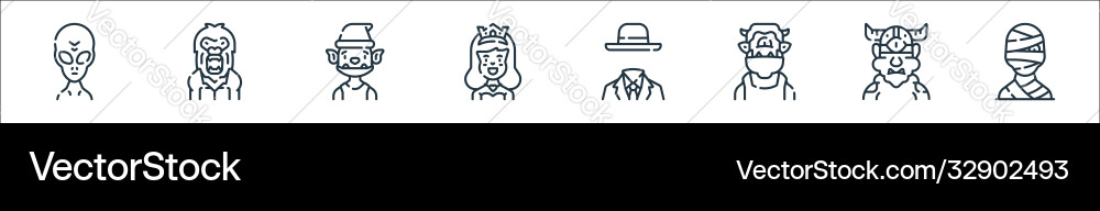 Fantastic characters line icons linear set Fantastic characters line icons linear set vector image