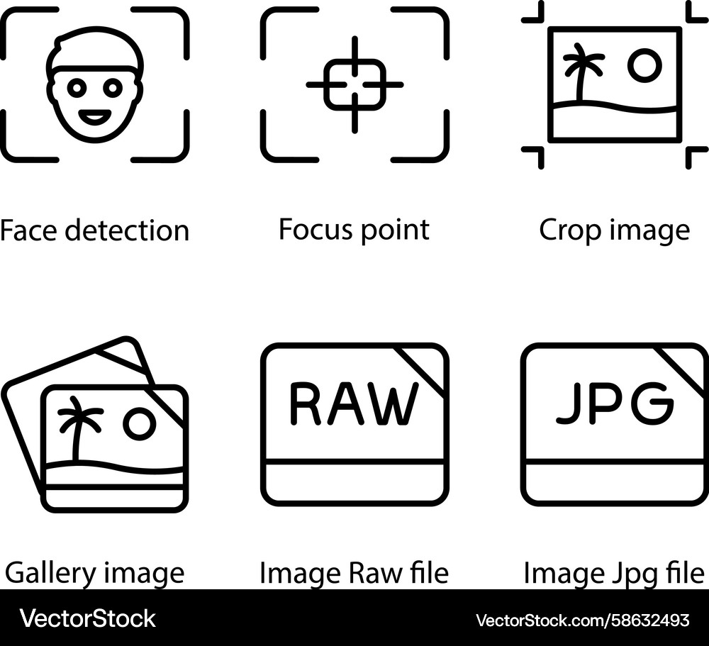 Focus Point & Crop Tool Icons Vector Image