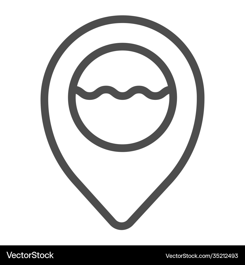 Location pointer with water waves line icon Location pointer with water waves line icon Vector Image