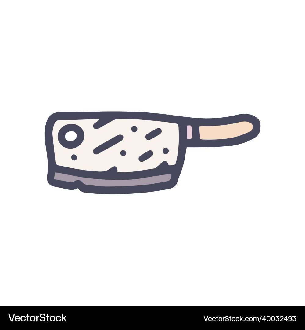 Meat cleaver knife color doodle simple icon Meat cleaver knife color doodle simple icon vector image