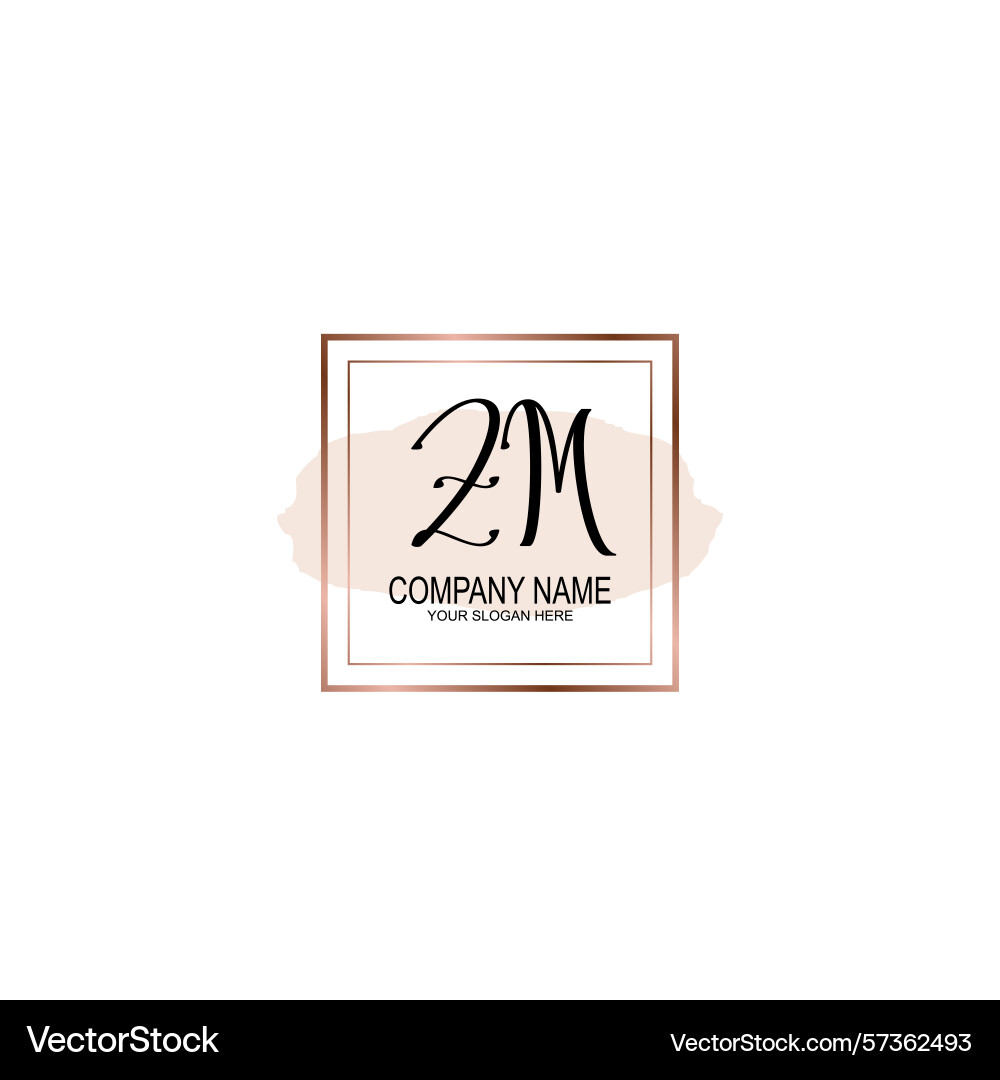 Minimalist handwritten zm initial logos with soft Vector Image