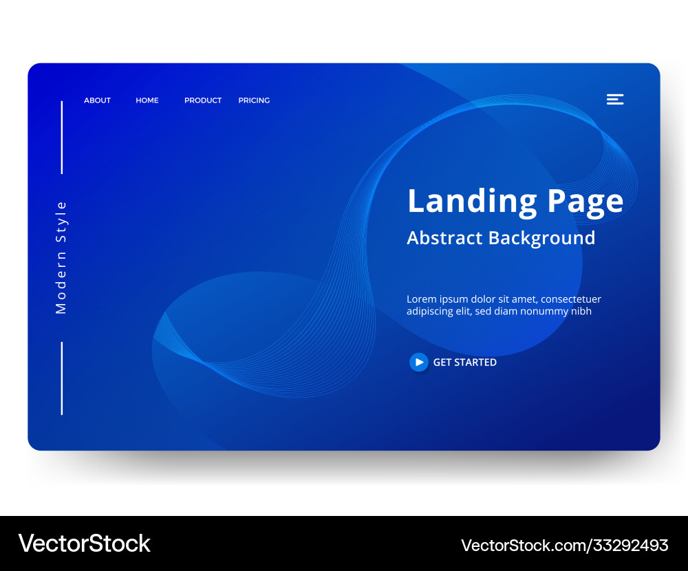 Modern landing page with colorful background Modern landing page with colorful background Vector Image