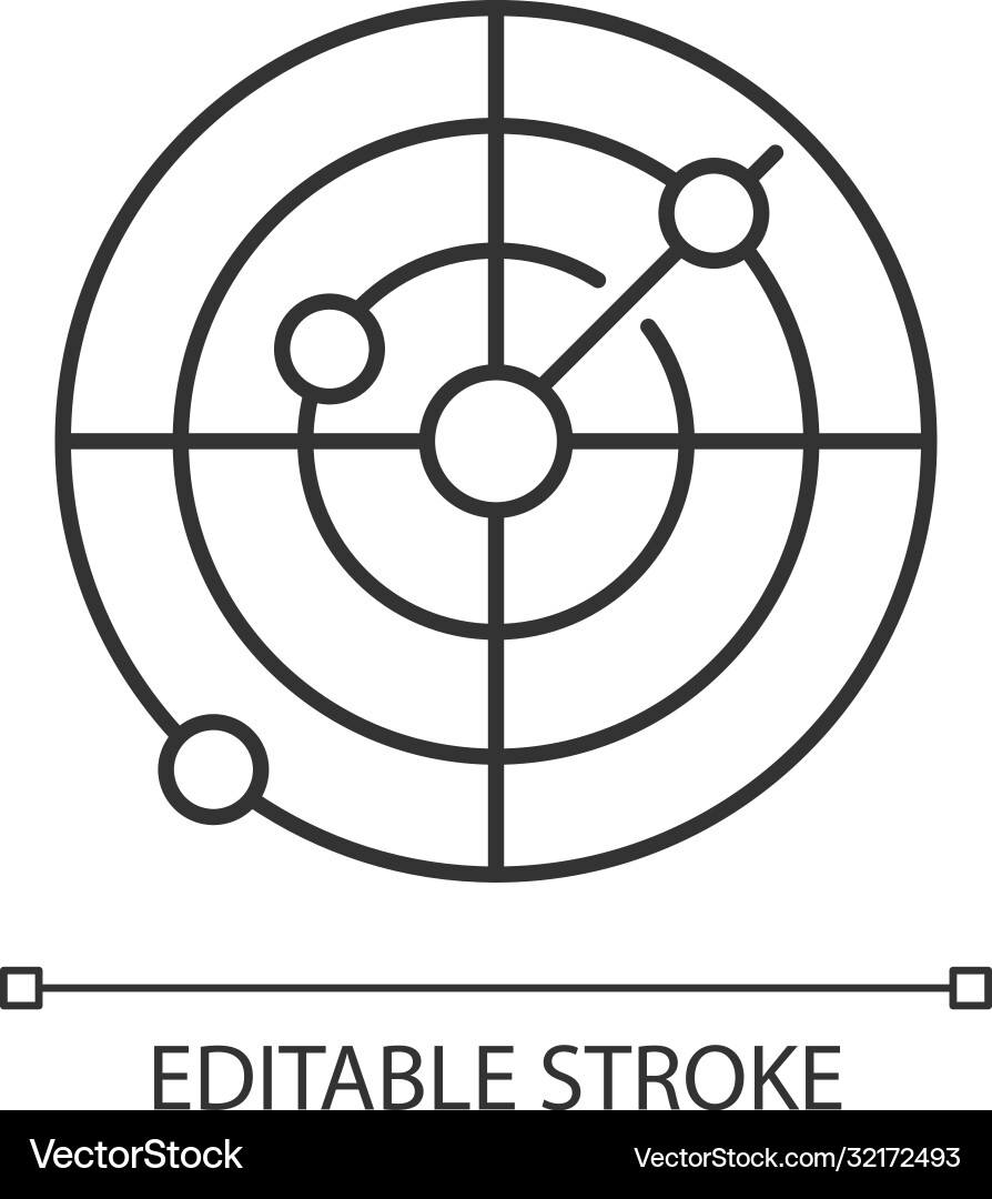Navigational radar pixel perfect linear icon Vector Image