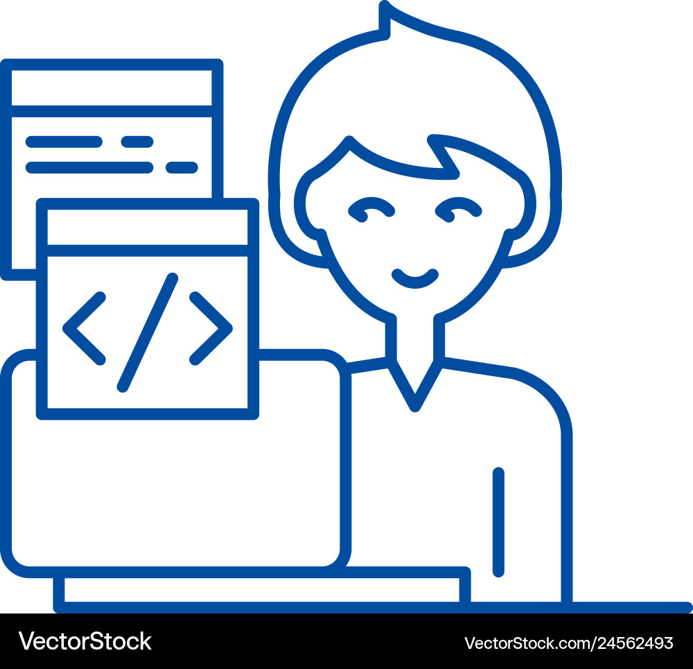 Programming line icon concept flat Programming line icon concept flat vector image