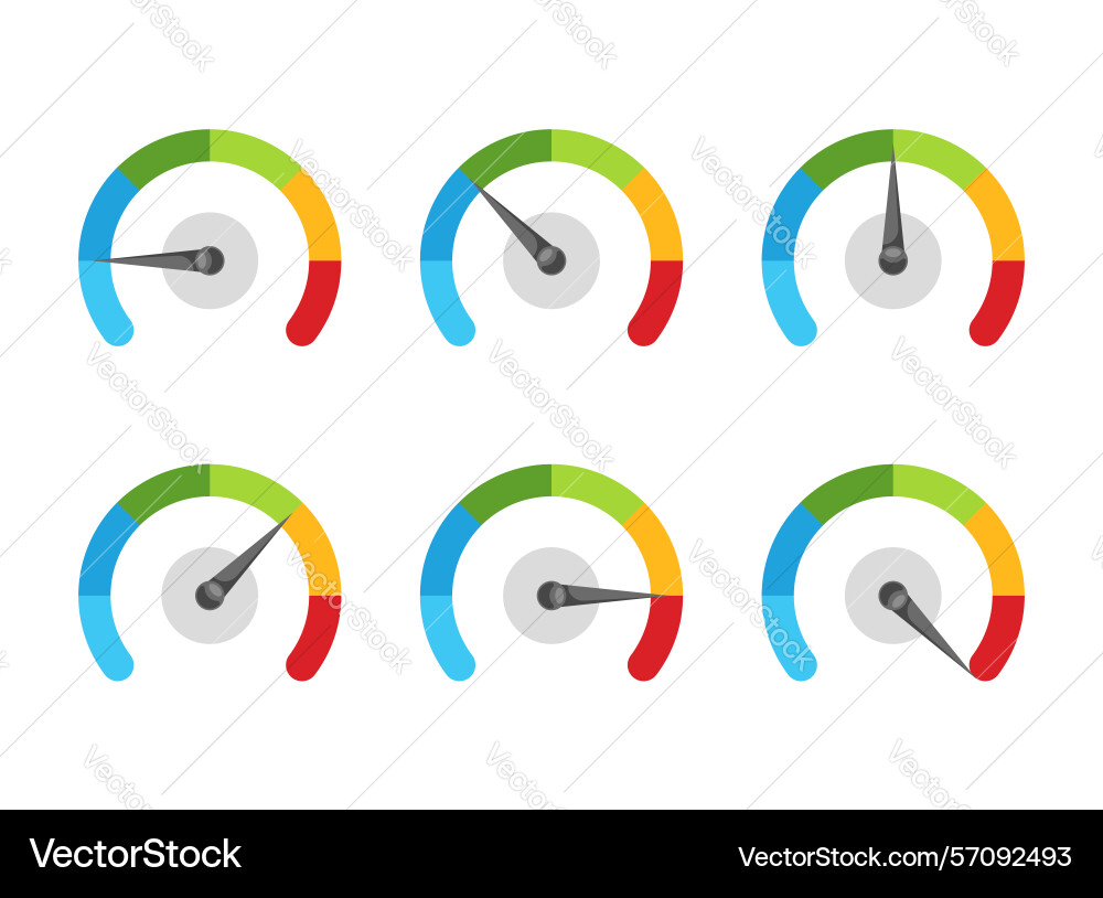 Progress bar with arrow icon in flat style meter Progress bar with arrow icon in flat style meter vector image