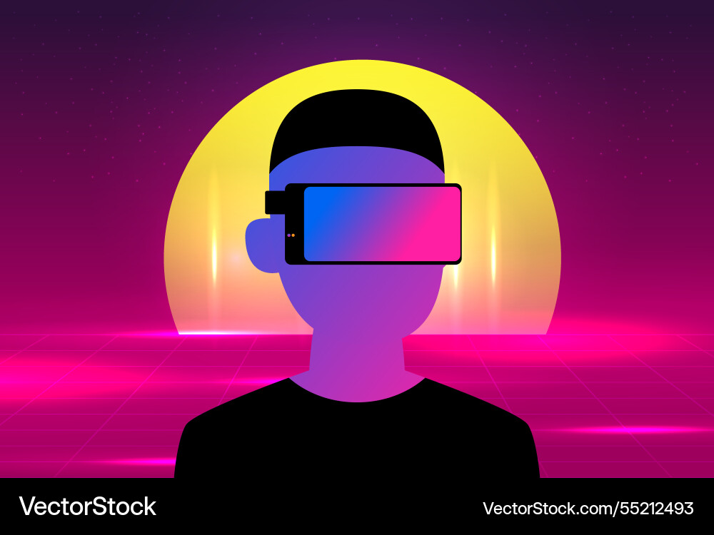 Retro future 80s style sci-fi background Vector Image