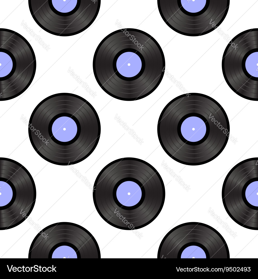 Retro vynils sound disc seamless pattern Vector Image