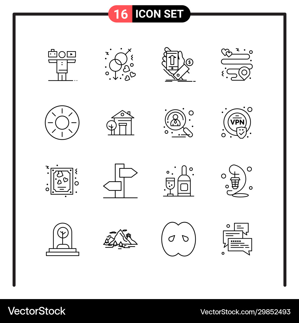 Set 16 line style icons for web and mobile Set 16 line style icons for web and mobile Vector Image