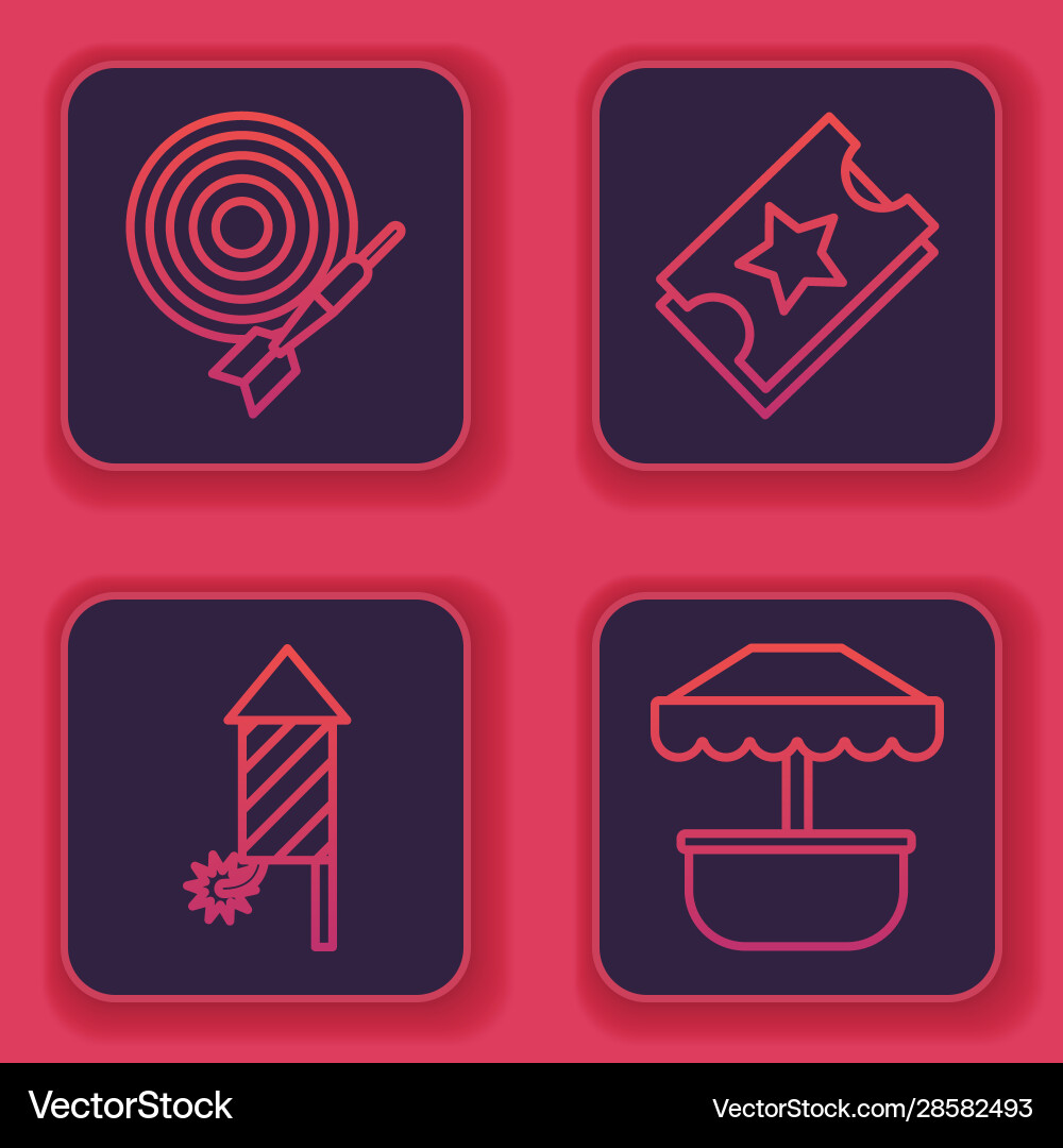 Set line classic dart board and arrow firework Vector Image