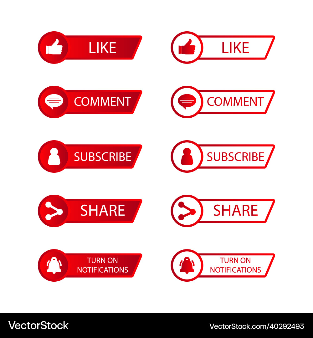 Subscriber button collection design red and white Subscriber button collection design red and white vector image