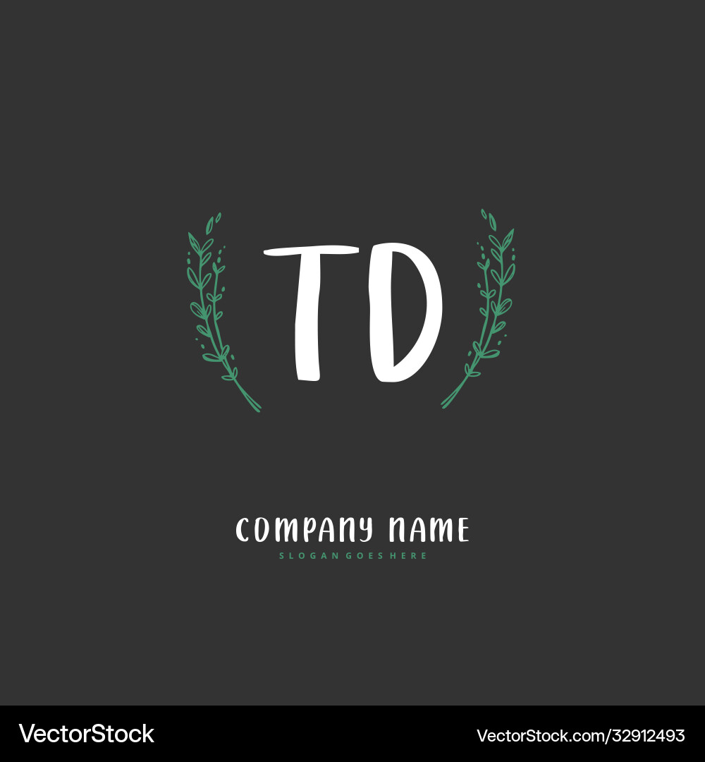 T d td initial handwriting and signature logo T d td initial handwriting and signature logo Vector Image