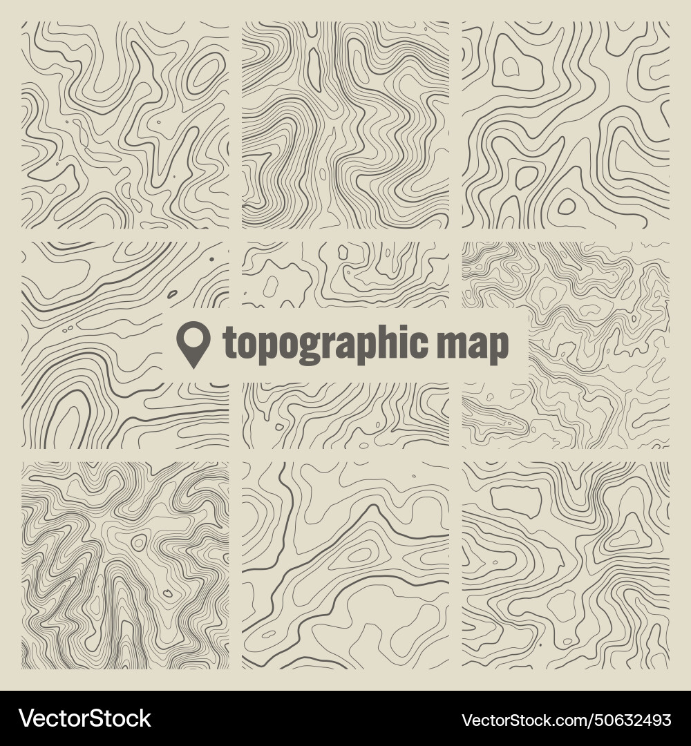 Topographic map with contour lines geographic Topographic map with contour lines geographic vector image