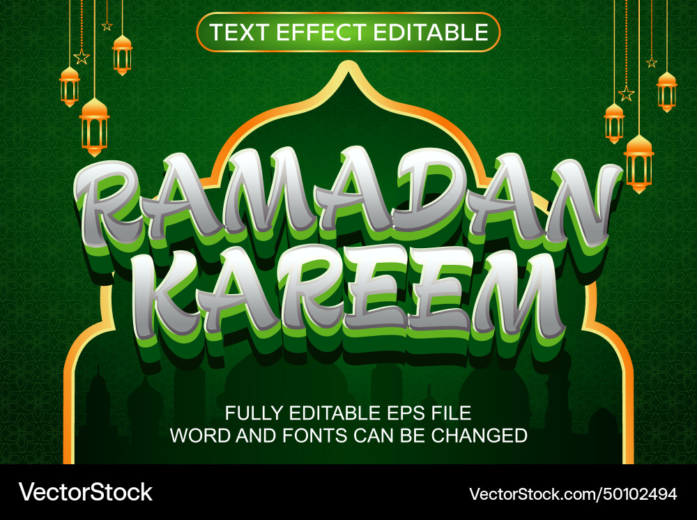 3d text effect ramadan kareem editable 3d text effect ramadan kareem editable Vector Image