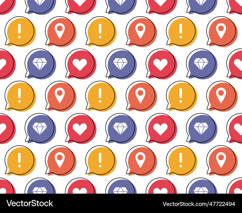 Bubble pattern with icons - heart exclamation Bubble pattern with icons - heart exclamation vector image