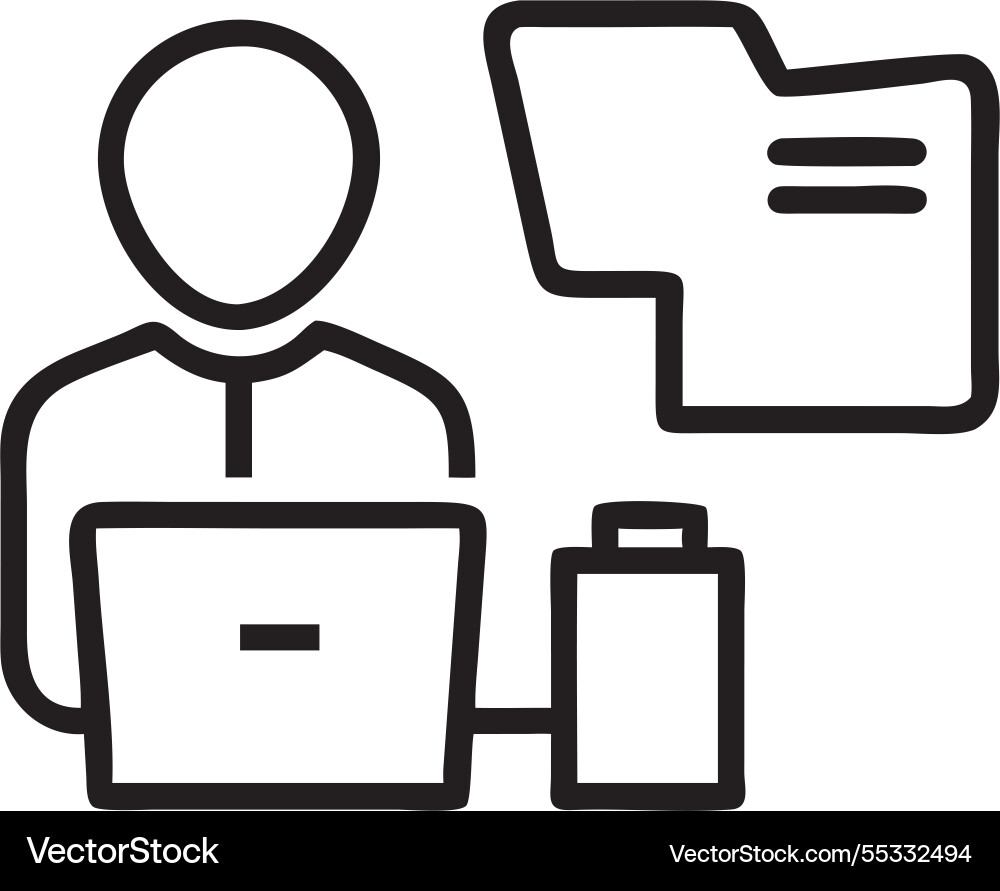 Businessman using computer to document management vector image