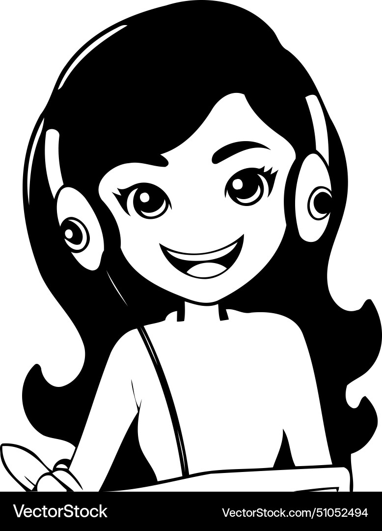 Call center operator with headset in a flat style vector image