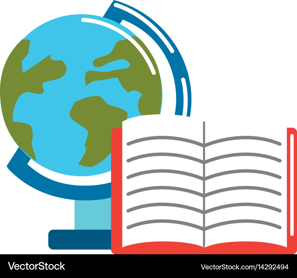 Earth planet desk with open notebook vector image