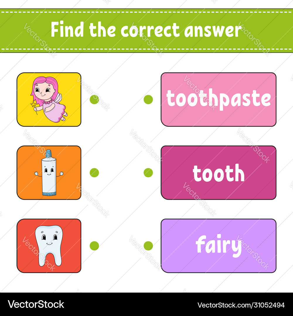 Find correct answer draw a line learning Find correct answer draw a line learning vector image