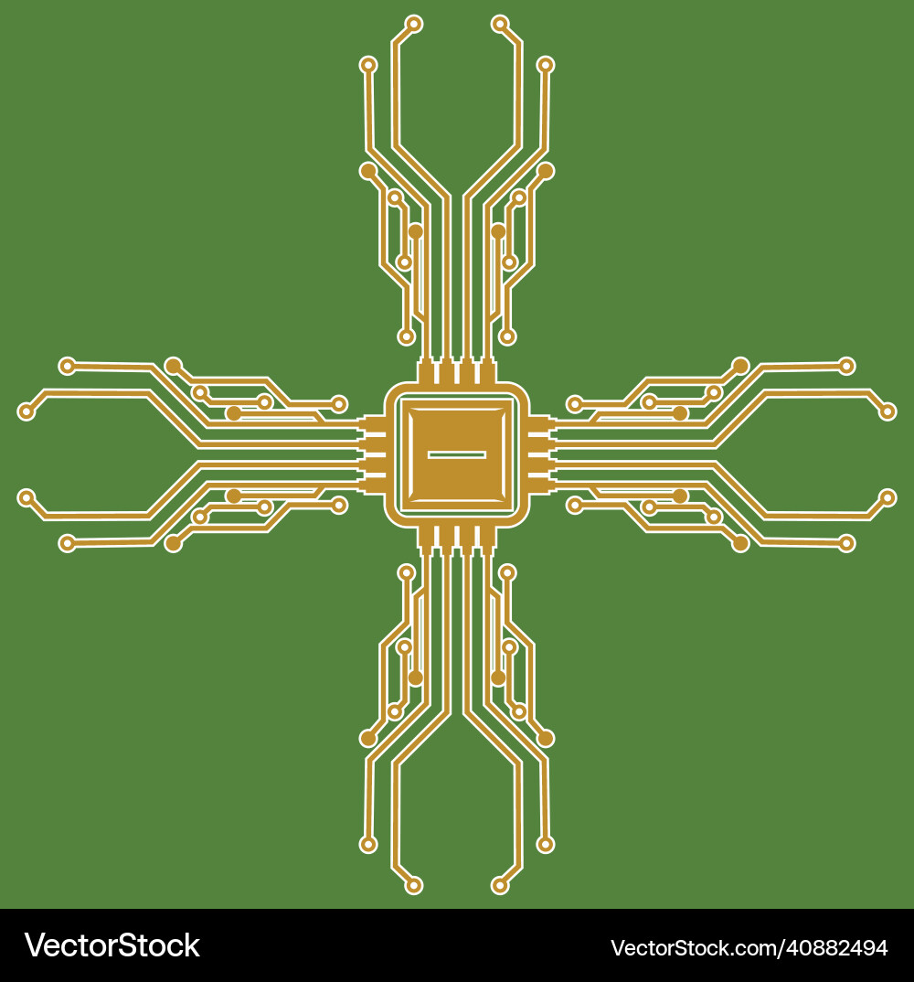 Flat microelectronics circuits circuit board vector image