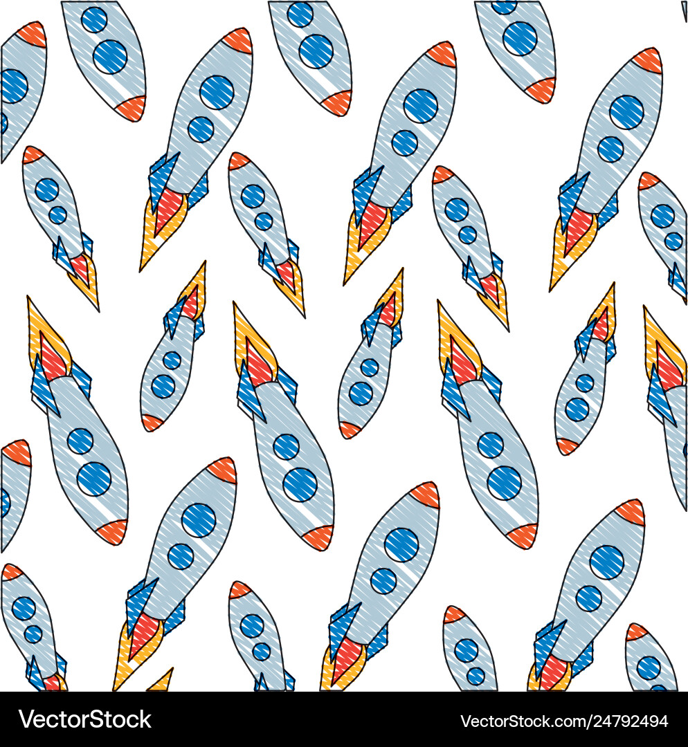 Flying rocket launch startup project pattern Vector Image