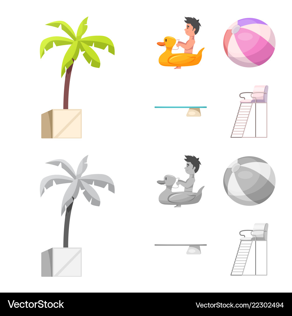 Isolated object of pool and swimming icon set Isolated object of pool and swimming icon set vector image