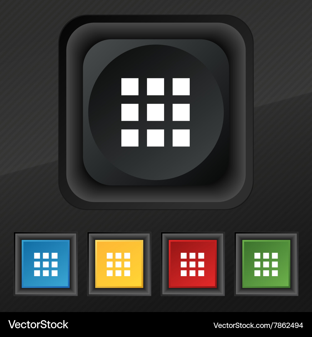List menu app icon symbol set of five colorful vector image