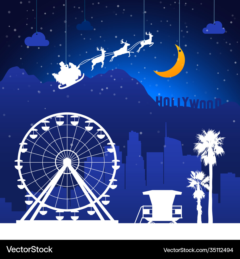 Los angeles usa christmas holiday background Los angeles usa christmas holiday background vector image