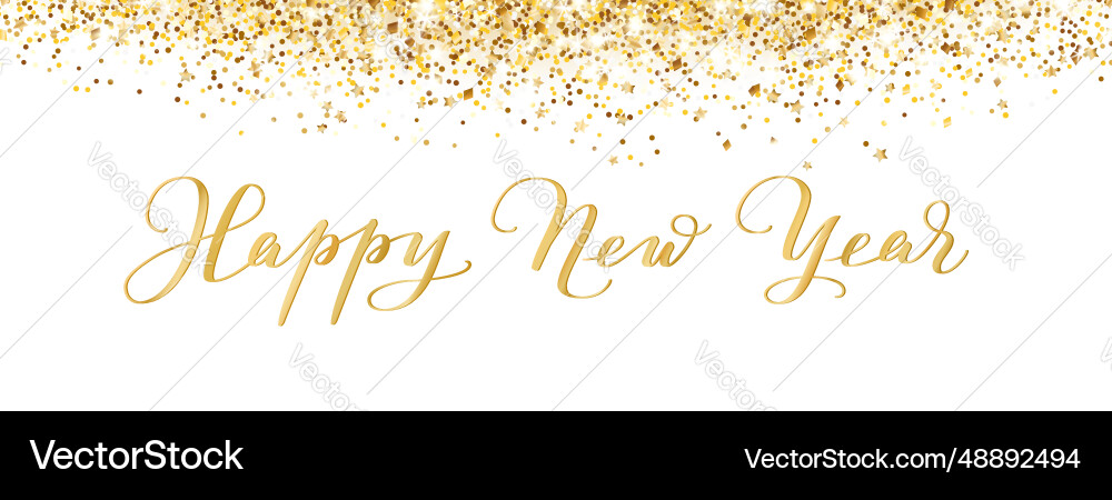 Merry christmas and new year card design gold vector image