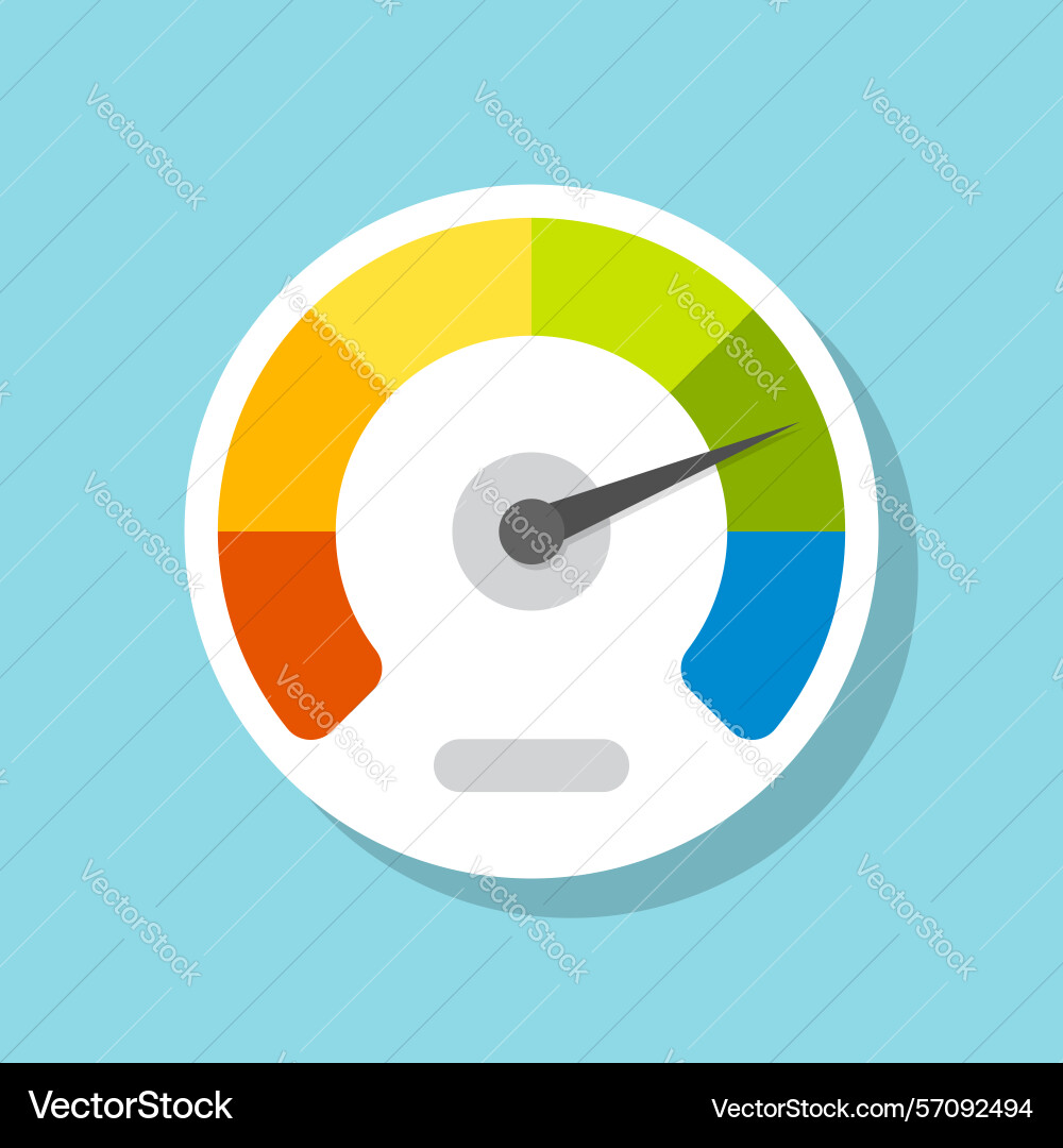 Progress bar with arrow icon in flat style meter Progress bar with arrow icon in flat style meter vector image