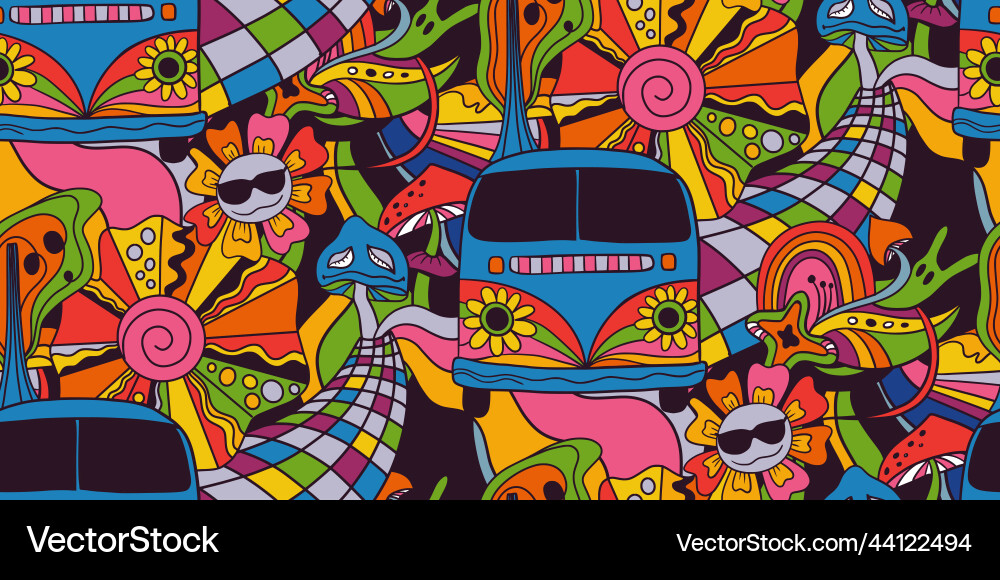Retro colorful psychedelic seamless pattern Retro colorful psychedelic seamless pattern vector image