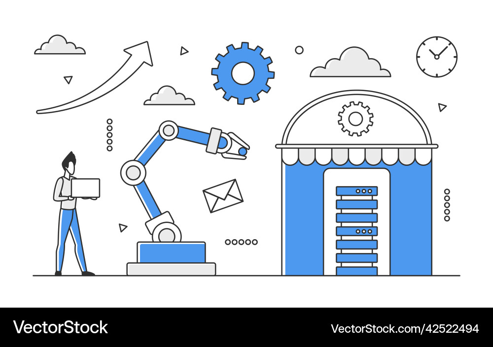 Robotic Process Automation (RPA) vector image