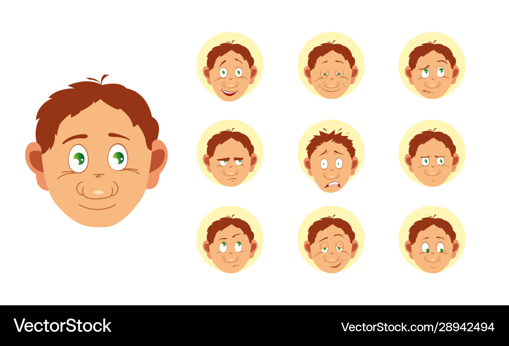 Set männliche Gesichtsemotionen Charakter Set männliche Gesichtsemotionen Charakter vektorbild