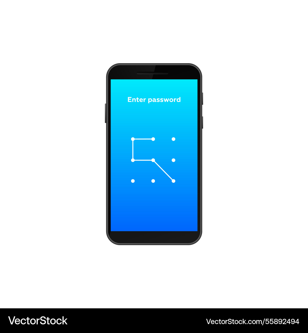 Smartphone displaying pattern lock screen vector image