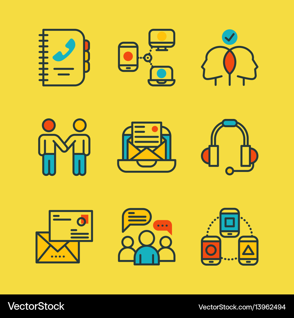 Thin lines connection icons outline set of big Thin lines connection icons outline set of big vector image