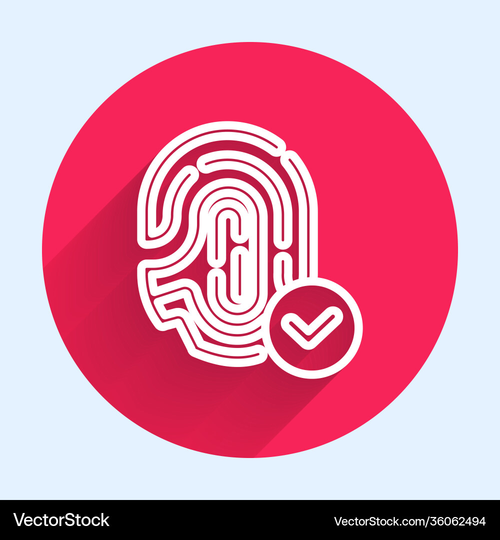 White line fingerprint with check mark icon White line fingerprint with check mark icon vector image