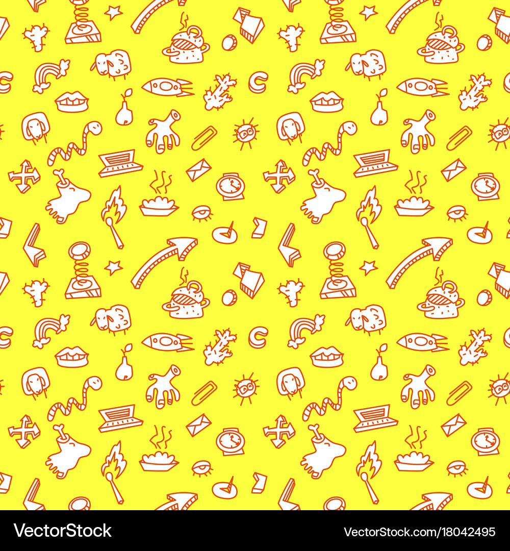 Abstract seamless pattern with many items Vector Image