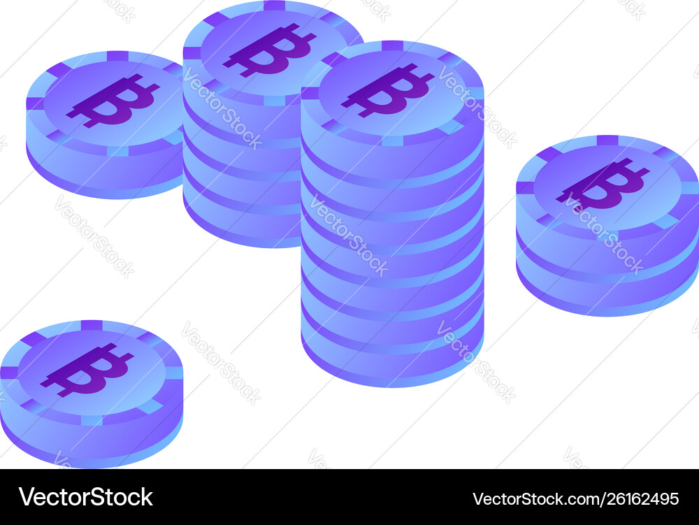 Bitcoins stack icon isometric style Vector Image