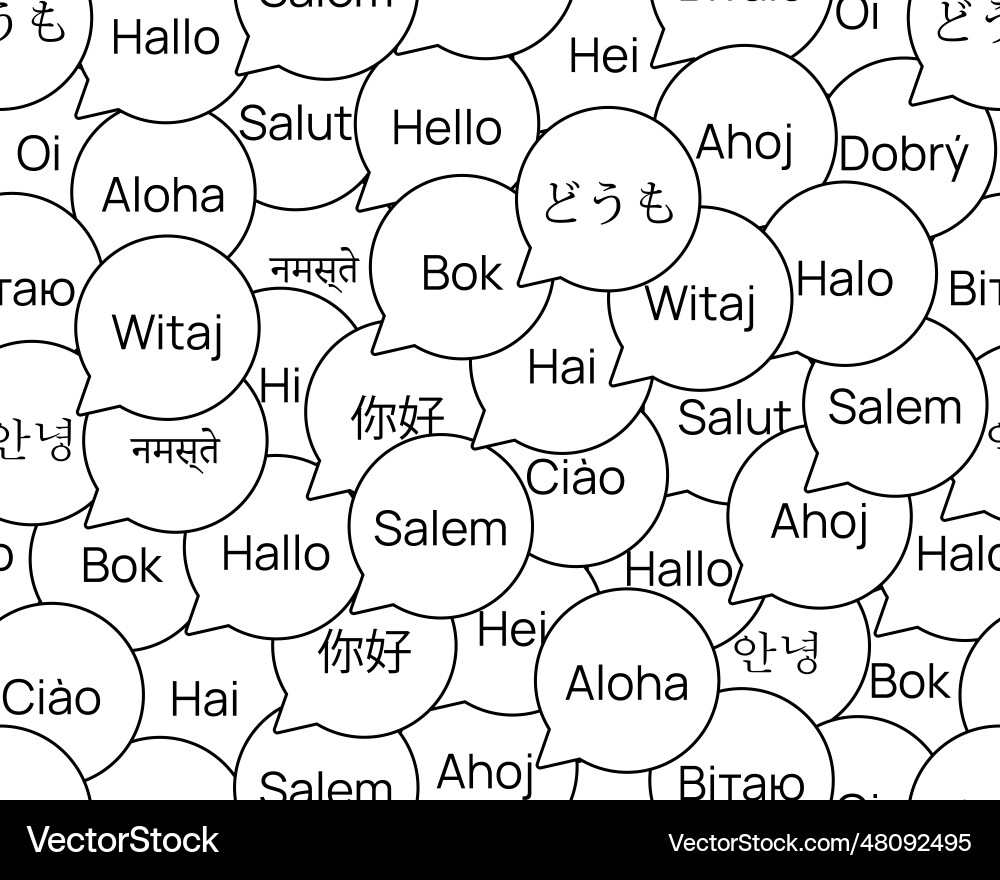 Bubble pattern hello in different languages Bubble pattern hello in different languages vector image