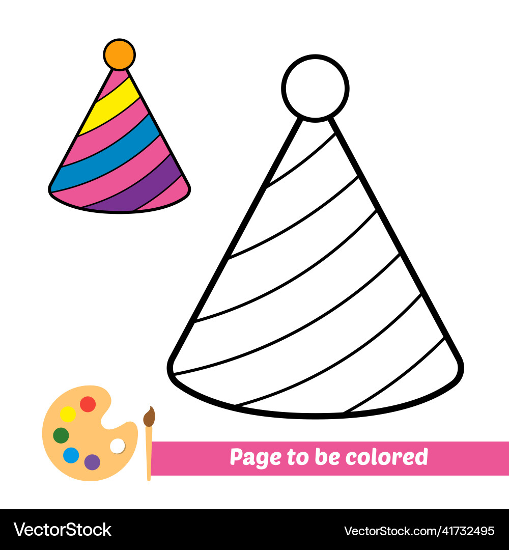 Coloring book for kids cone hat Coloring book for kids cone hat vector image
